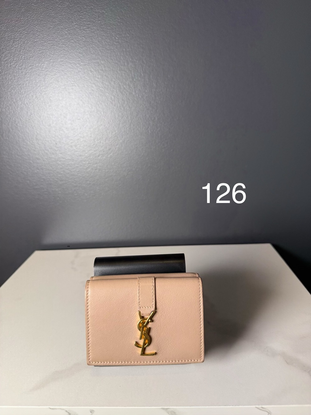 Saint Laurent Blush Pink Leather Mini Wallet with Gold YSL Hardware